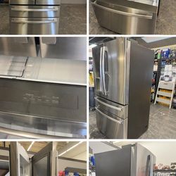 GE Profile - 27.9 Cu. Ft. 4-Door French Door Smart Refrigerator with Hands-Free AutoFill - Stainless Steel