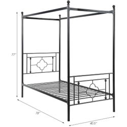 Metal Canopy Twin Bed Frame 