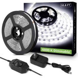 Lepro LED Strip Light, 32.8Ft, Dimmable, 6000K Super Bright, Strong 3M Adhesive