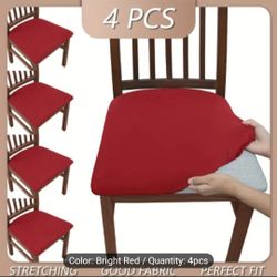 New 4 PC. Brushed High Elastic Red Chair Covers