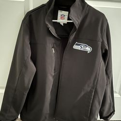Jacket, Seahawks Logo Patch Embroidered, NFL Brand (Columbia Style) Jacket Rain Resistant, Men’s Medium (fits Like Large)
