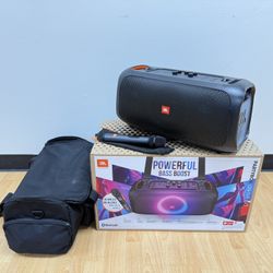 JBL PartyBox On-The-Go Battery Powered / Bluetooth Like New with Case Bag & Mic