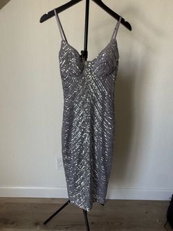 Silver Sequin Mini Dress with Spaghetti Straps