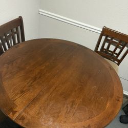 Wooden Table Piece 3 Chairs 