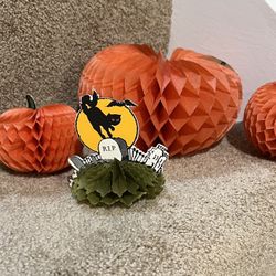 Vintage Halloween Crate Paper Honeycomb table decor Pumpkin Graveyard