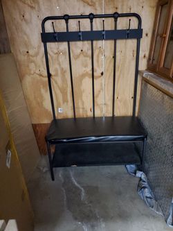 Seated Coat Rack With Shelf