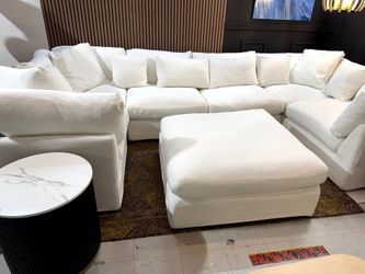 Sundays Large White Modular Sectional & Ottoman
