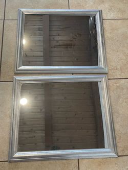 Set of 2 Silver Framed Wall Mirrors