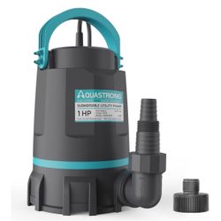 Aquastrong Sump Pump 1 HP 4500 GPH Submersible Water Pump Thermoplastic Portable Utility Pump High Flow Water Removal for Swimming Pool Garden Pond Ba