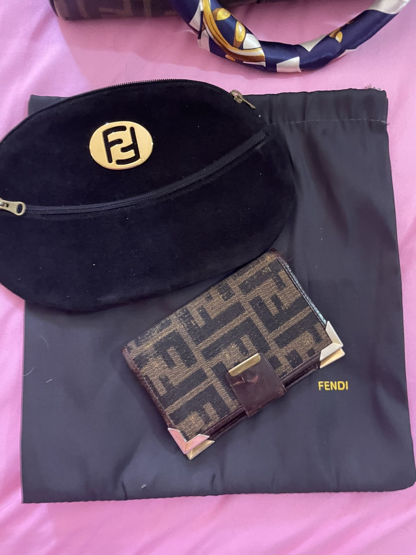 Vintage Fendi make up bag an address book