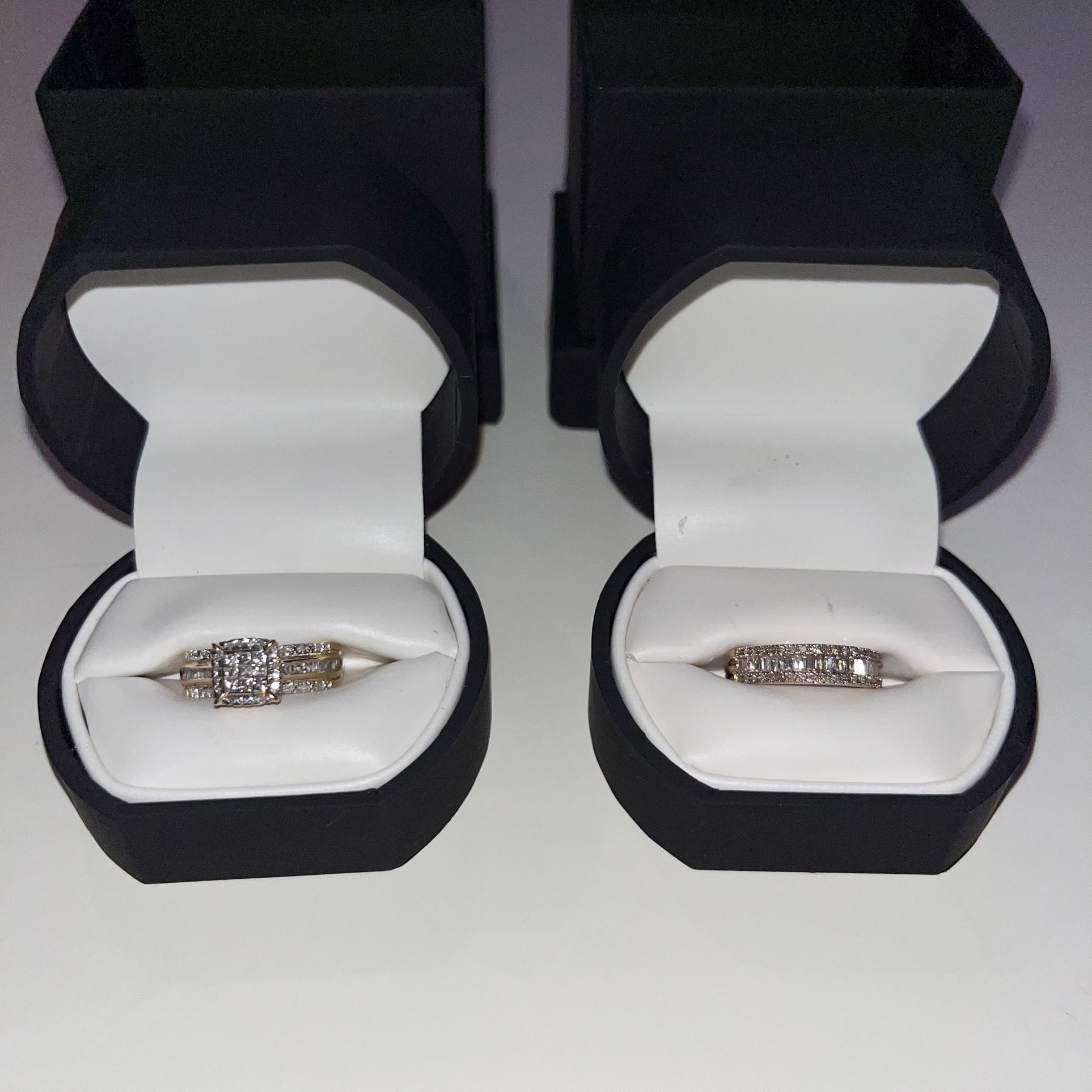 **NEW** Women Diamond Wedding Ring + Band Set 10K Yellow Gold 1/2 CTW - SIZE 7
