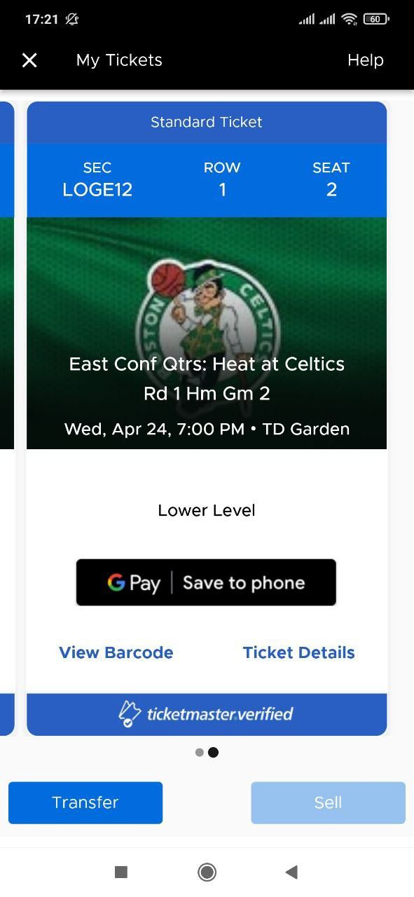 Heat vs. Celtics - Be There for Game 2! (SEC LOGE12, Row 1)