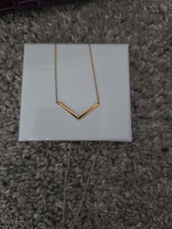 Gold-Tone Chevron V Pendant Necklace
