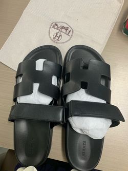 Hermès Chypre Sandals Black Leather
