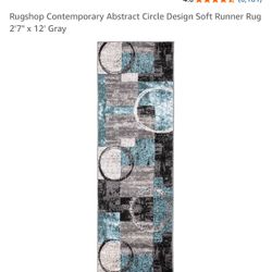 Rugshop Contemporary Abstract Circle Design Soft Runner Rug 2’7 x 12
