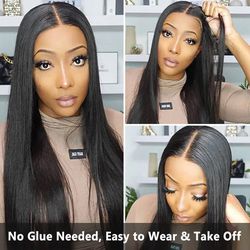 Glueless Straight Human Hair Lace Frontal Wig 13*4 