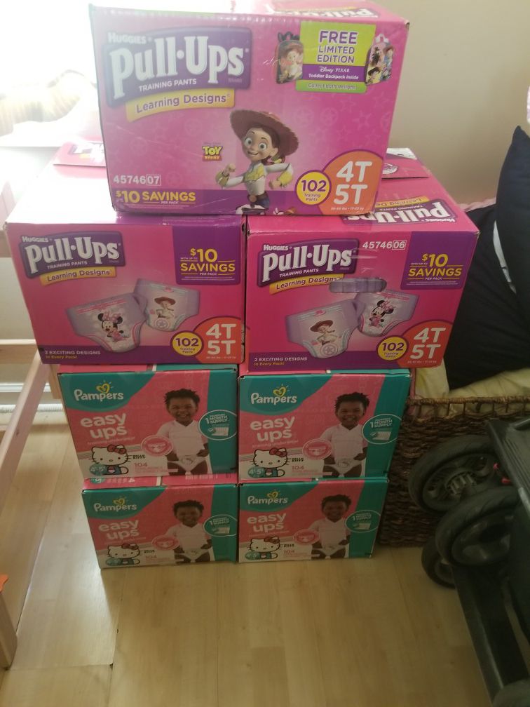 Pampers and huggies pull ups all size 4t-5t only 6 boxes left