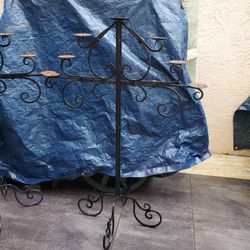 2 LARGE VINTAGE METAL CANDLE HOLDERS