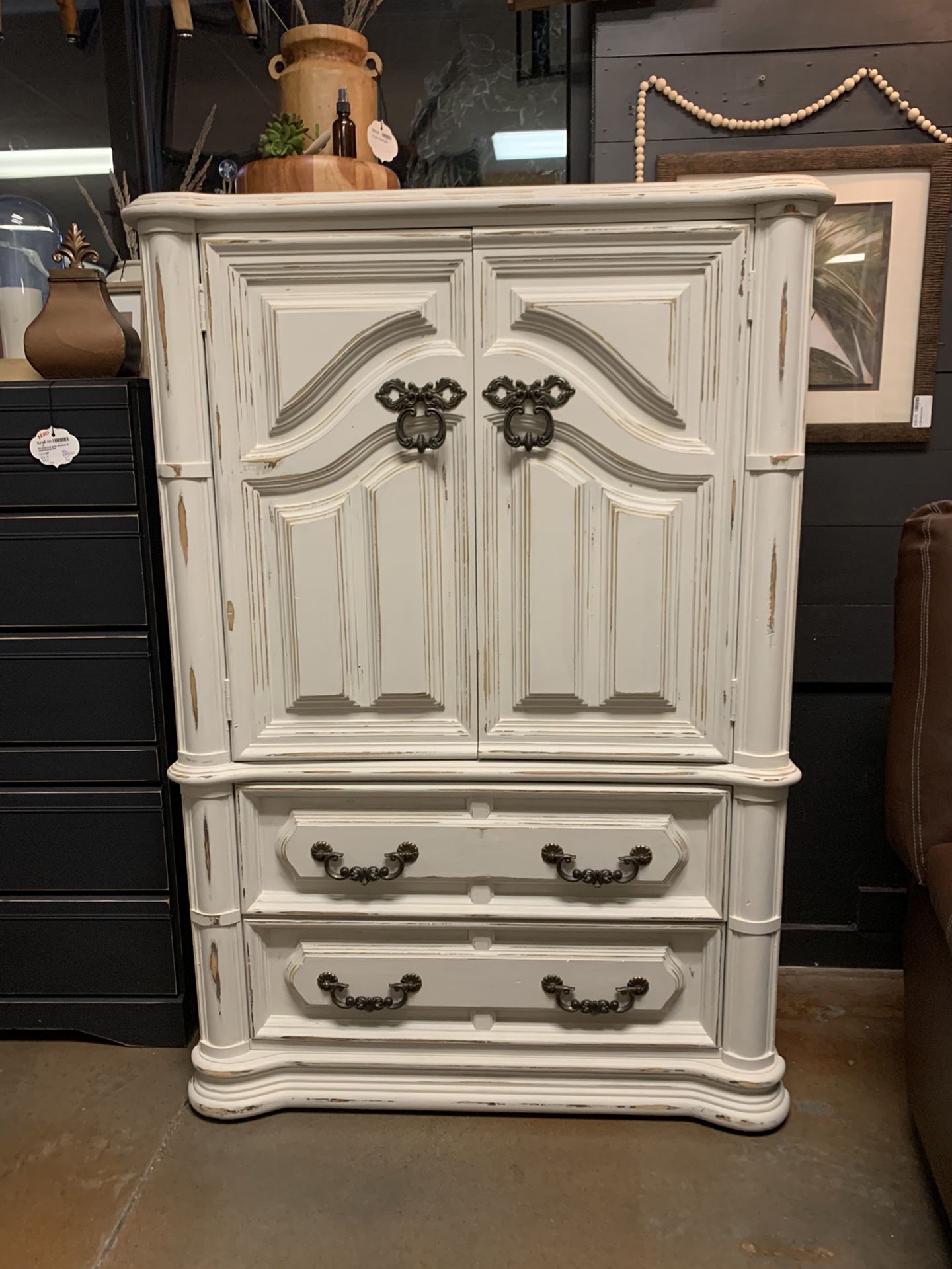 White distressed armoire/wardrobe