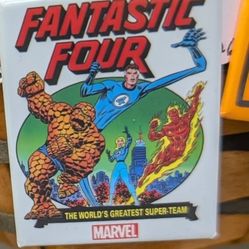 Fantastic Four Rectangular Pinback with Human Torch, Sue Storm, Reed Richards