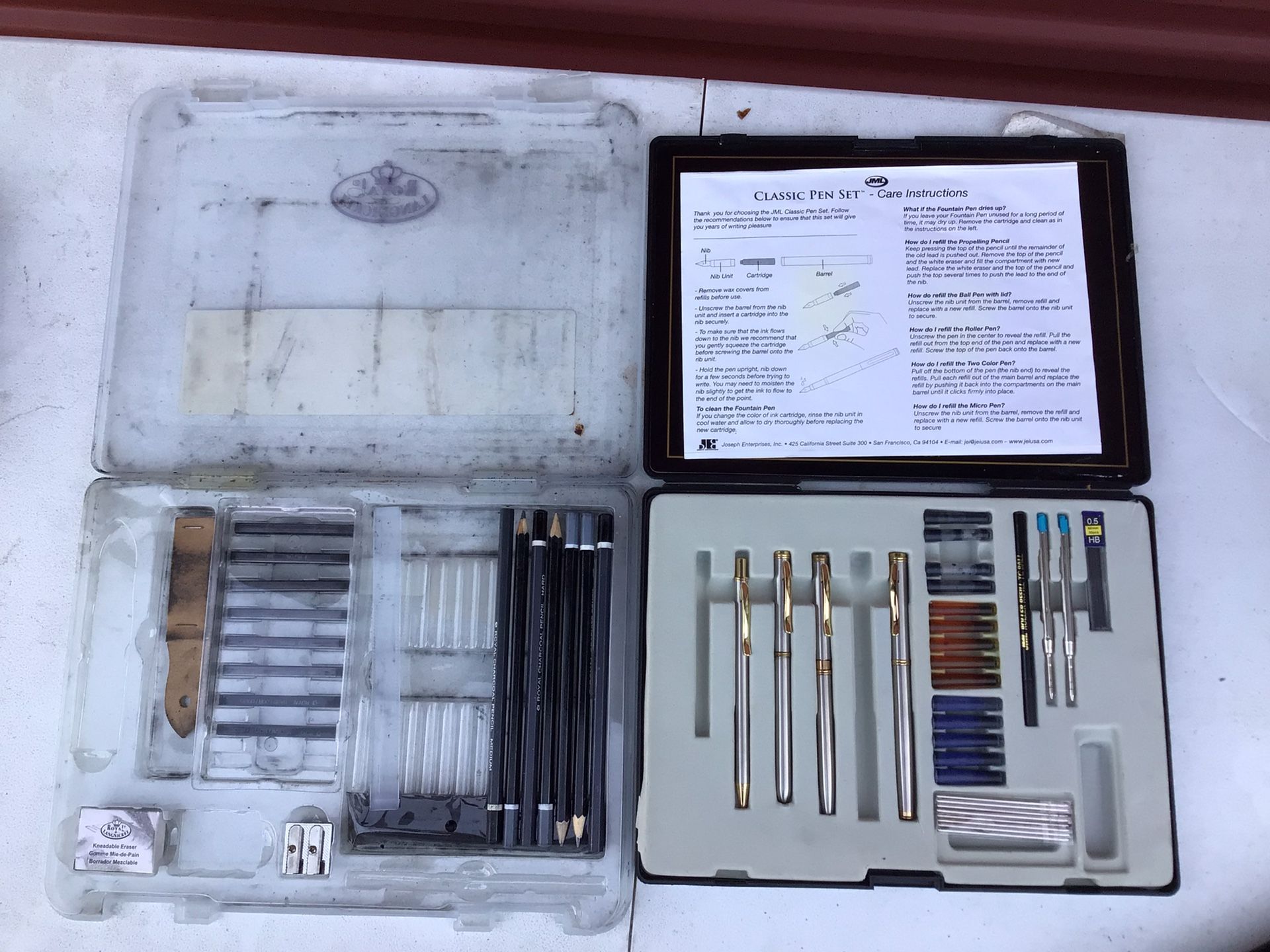 charcoal Graphite pencils erasers DRAWING sketching Art & Classic fountain Refillable Refillable Cartridge multi writing pen set