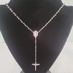 Rosary Made In Italy Black Beads NEW