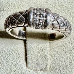 FREE SHIPPING! SCOTT KAY 925 SILVER QUILTED DIAMOND RING SIZE 7 #45