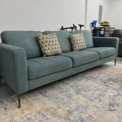 (Sold) Dark Teal Mid Century Modern Sofa by Living Spaces