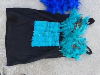 Homemade peacock bird costume with feathers for Halloween