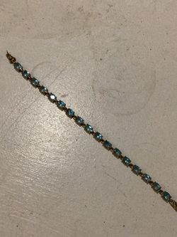 Silver 925 Vermeil Blue Topaz Bracelet size 7.5