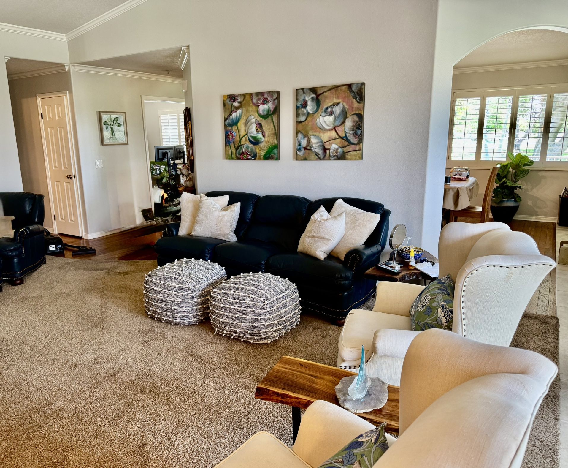 Gorgeous Hancock and Moore Dark blue Leather Sofa And Chair