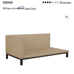 DHP Mid-Century Upholstered Modern Daybed, Twin, Tan Linen