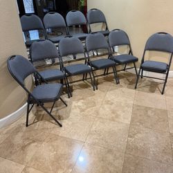 10 Cosco Heavy Duty Metal Padded Folding Chairs 