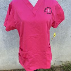 NWT WonderWink  Medium Womens Scrub Top Pink Classic Fit