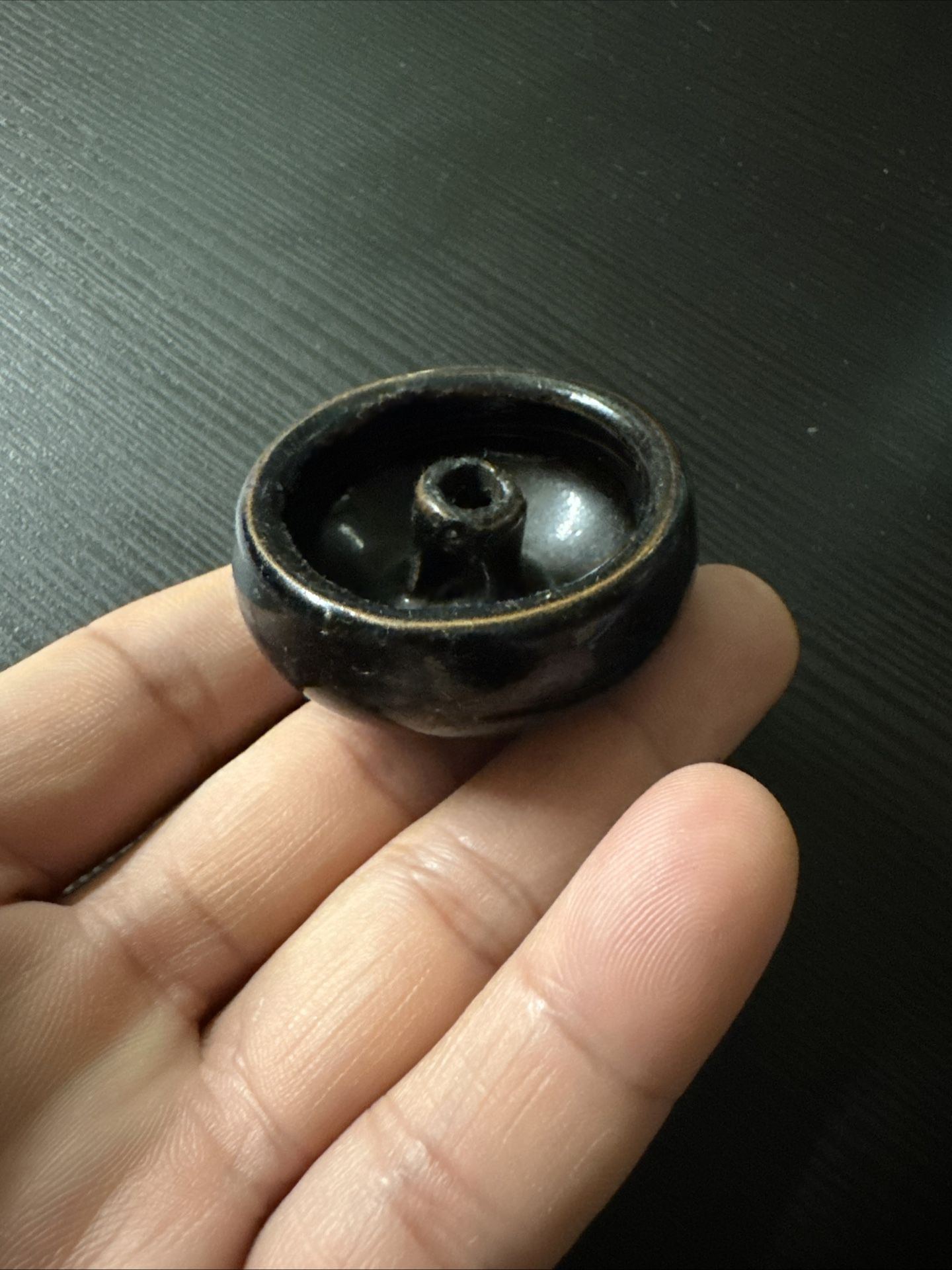 200-300 Years Old Chinese Miniature Pottery Incense BurnerBrown Glaze