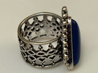 Silver Filigree   Ring With Blue Stone