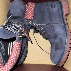 Blue And Red Timberland Boots 12