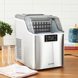 Silonn Countertop Ice Cube Ice Makers, 45lbs Per Day, Auto Self-Cleaning, 24 Pcs Ice Cubes in 13 Min