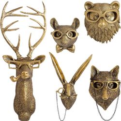 GUASDIE Animal Heads Wall Decor, Gold Faux Deer Head Mount, Animal Sculptures Wall Decor.