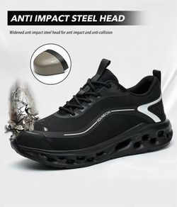 Steel Toe Work Shoes for Men and Women, Work Boots, Lightweight Breathable Anti-Scratch Safety Steel Head Sneakers, Durable Construction Footwear, Wor