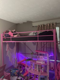 Pink tall loft bed