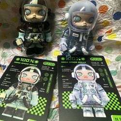 2 space Molly figures “mint chocolate “ and “glacier”