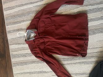 Jemy Men's Burgundy Button-Up Shirt Size M