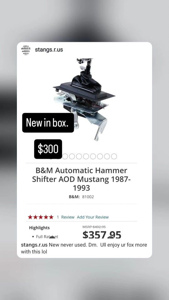 Mustang Foxbody 86 To 93 Auto B&M HAMMER shifter