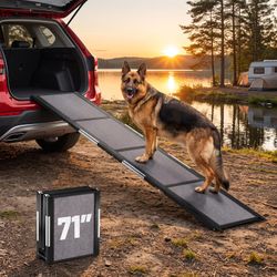 Foldable Dog Ramp for Cars, Trucks & SUV - 63” Long, 250 LB Capacity