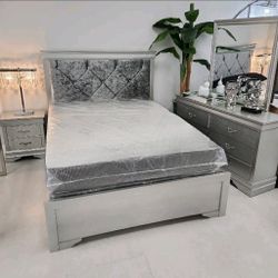 Silver Sectional Sofa 4 Segments New Platinum Bedroom 