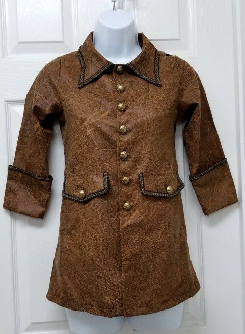 Kids Brown Faux Leather Jacket 6 Yrs