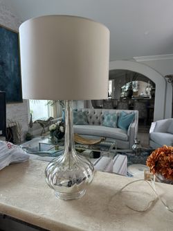 Large silver lamp, great for bedroom or living room