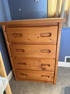 Solid Pine Captain's Bed with Headboard and Dresser