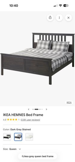 IKEA Hemnes queen bed frame dark grey